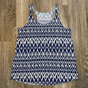 Womens Maurices Blue and White Aztec Print Tank Top - M